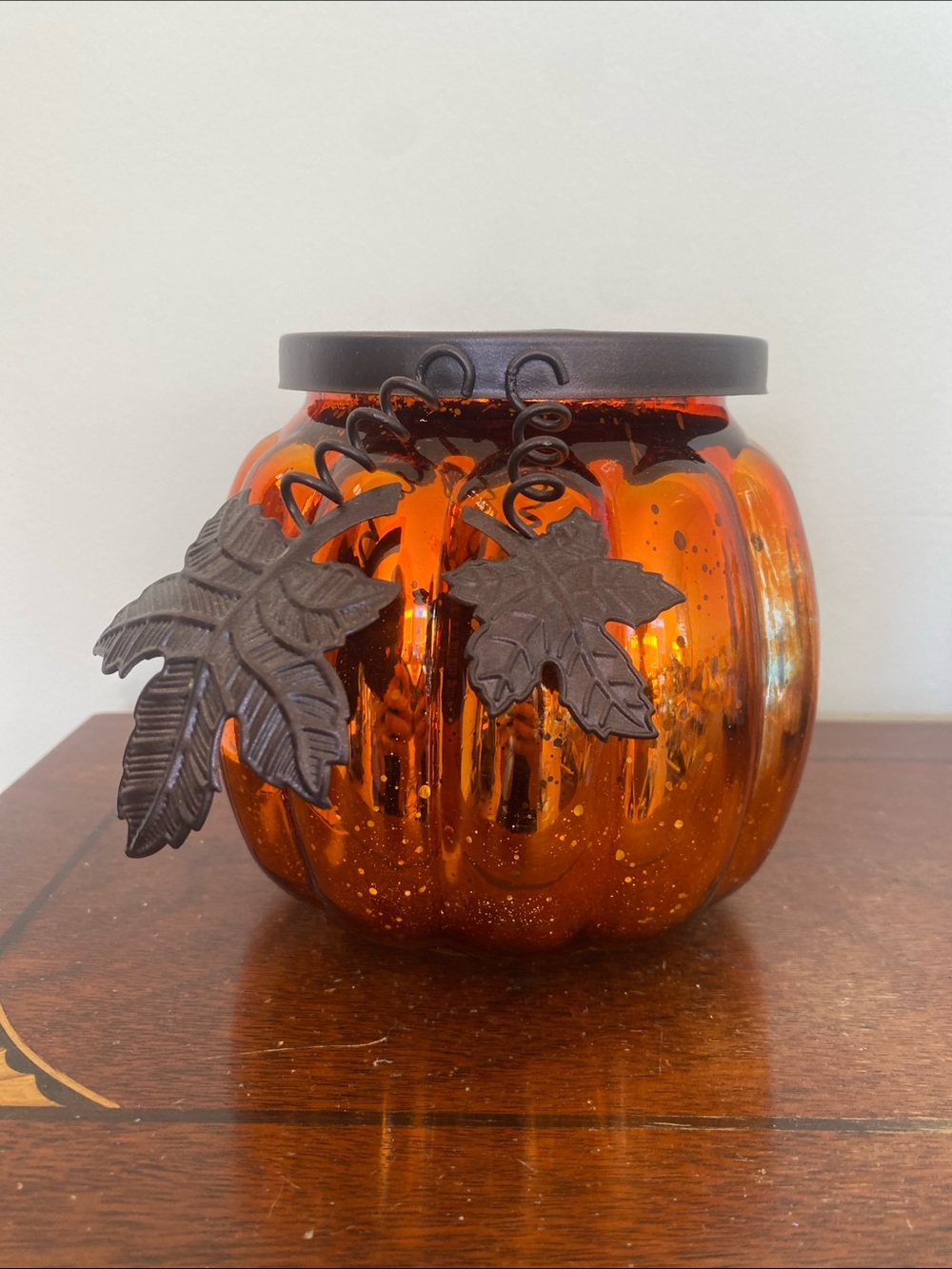 Hallmark Mercury Glass Pumpkin Tea Light Holder Autumn Fall Decor - No Candle - Picture 2 of 10